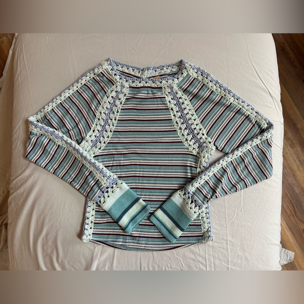 NWOT Free People crocheted shirt